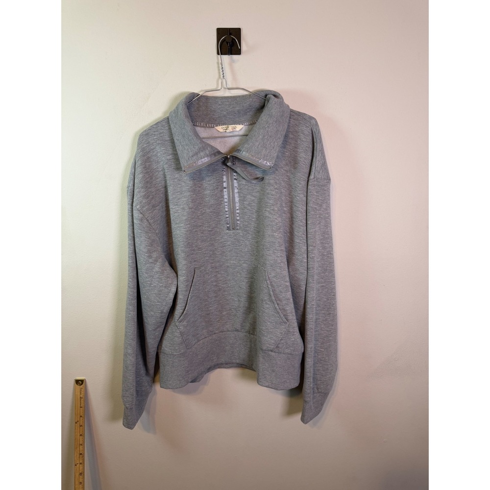 Earth Yoga Womens Quarter Zip Pullover Recycled Fleece Gray XXL